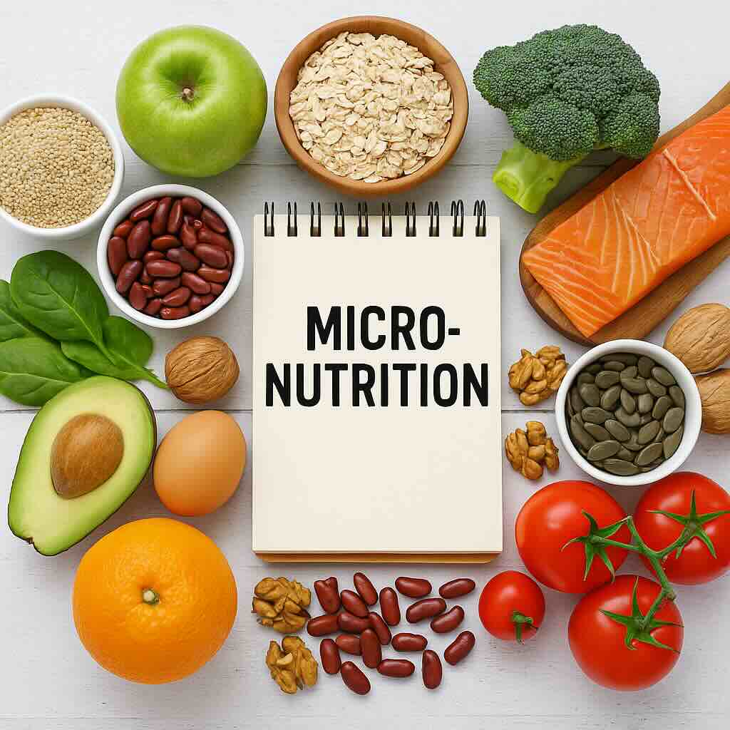 aliments riches en micronutriments autour d’un carnet marqué micronutrition lyon